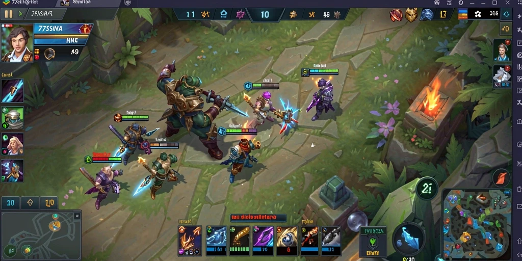 Screenshot gameplay seru dari 77SINGA yang menampilkan pertarungan tim.