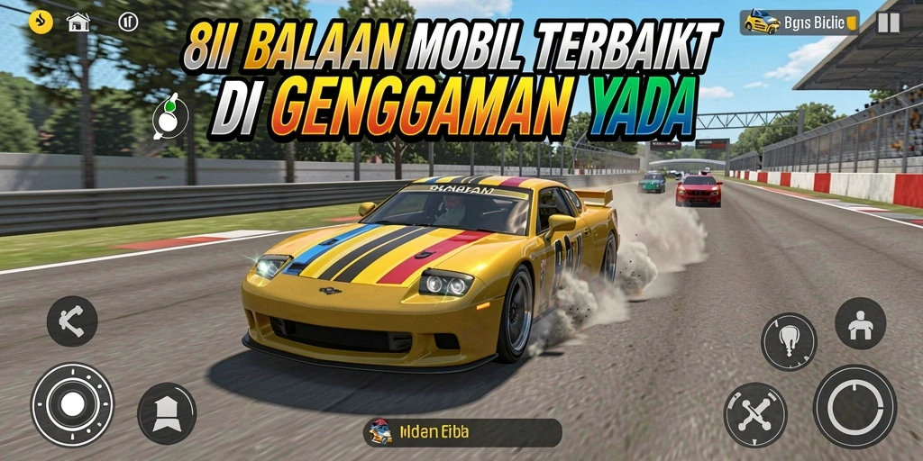 Tampilan gameplay balapan mobil yang mendebarkan dan penuh aksi.