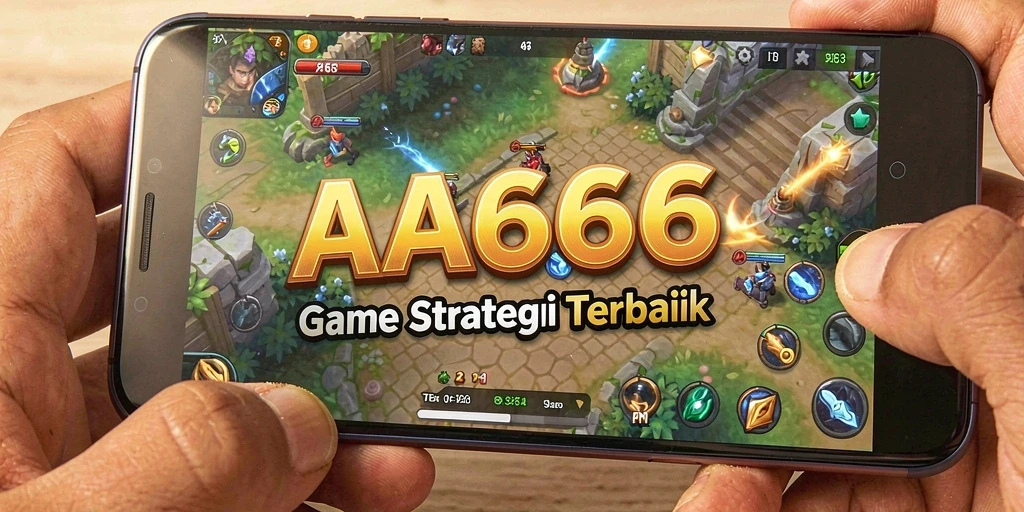 Screenshot menunjukkan pertempuran strategis dalam game AA666.