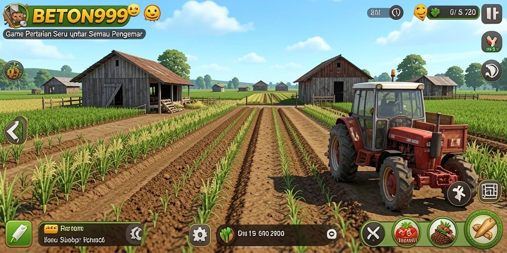 Tampilan gameplay BETON999 yang menarik dengan berbagai tanaman hijau.