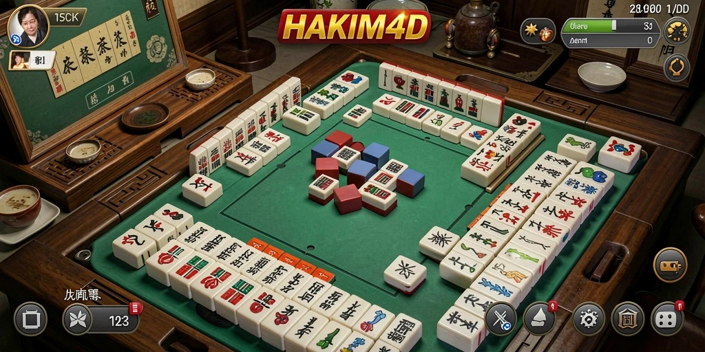 Screenshot gameplay HAKIM4D menampilkan desain papan Mahjong yang menarik.