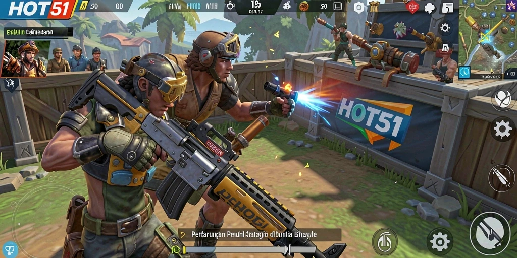Menampilkan gameplay seru dari HOT51 dalam pertarungan Battle Royale.