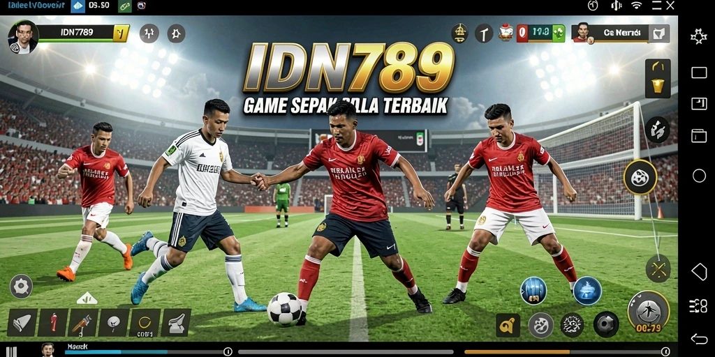 Tangkapan layar IDN789 menunjukkan aksi seru di lapangan sepak bola.