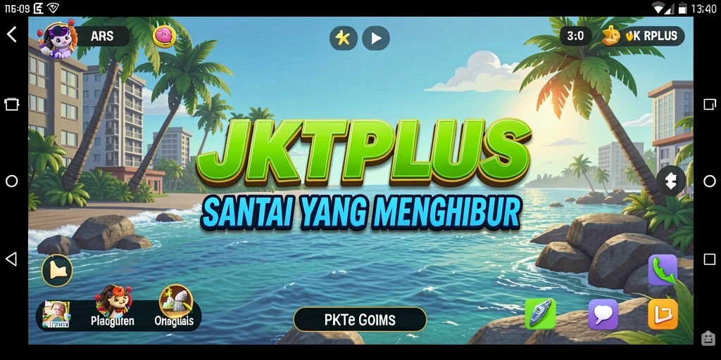Tampilan gameplay JKTPLUS yang penuh warna dan menghibur.