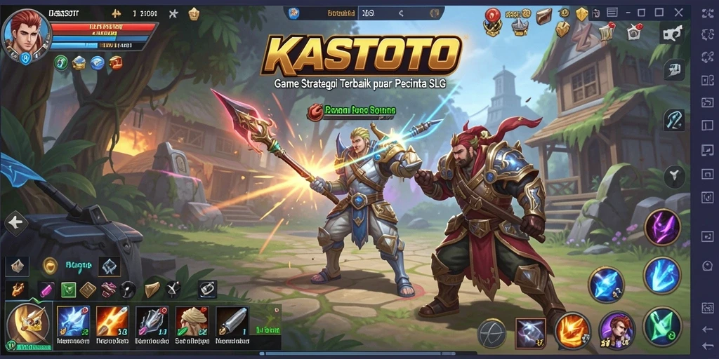Tampilan gameplay menarik dari KASTOTO yang menunjukkan strategi pertempuran.
