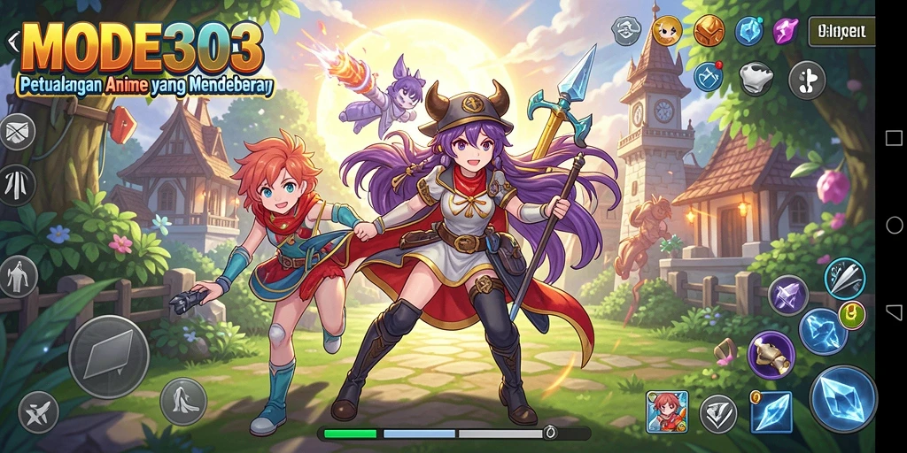Tangkapan layar dari gameplay menarik MODE303 yang penuh warna.