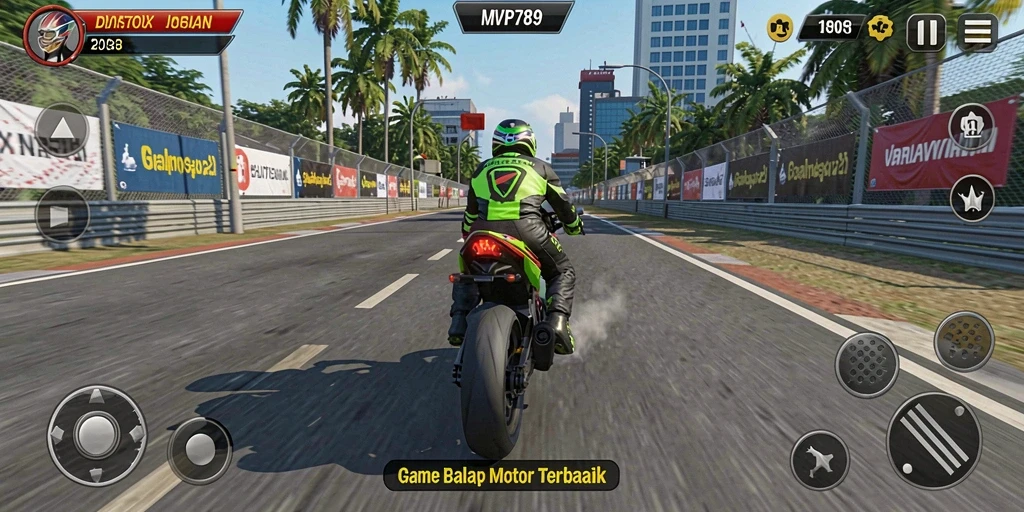 Gameplay mendebarkan dari balapan motor yang menantang.