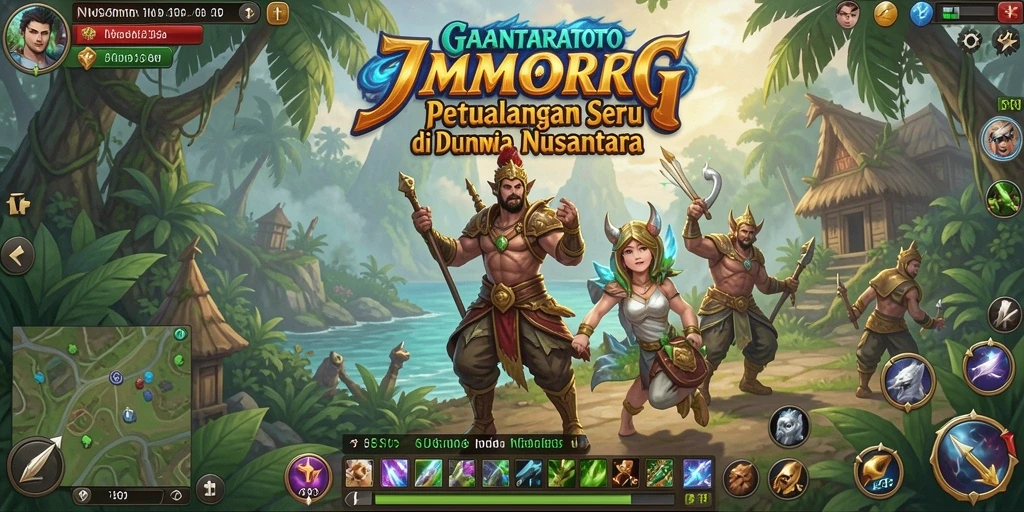 Gameplay seru NUSANTARATOTO menampilkan petualangan petarungan dan eksplorasi dunia.