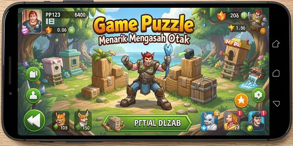 Tampilan gameplay menantang dari PP123 yang penuh warna.