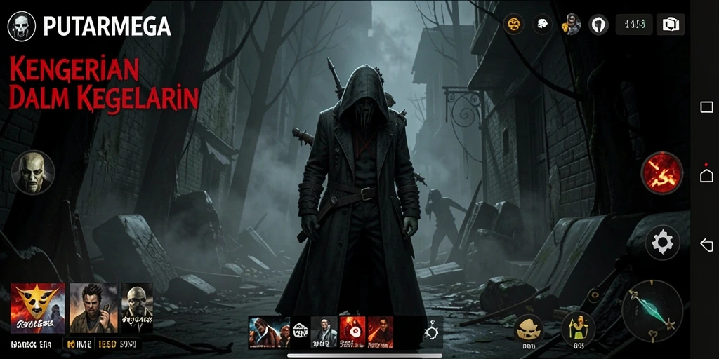 Tampilkan gameplay menegangkan dari PUTARMEGA di kegelapan.