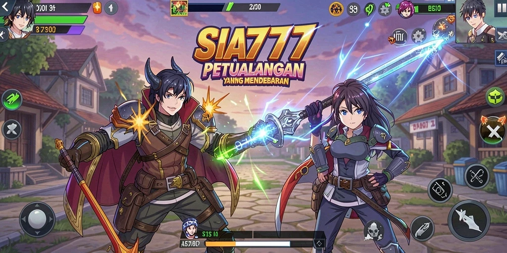 Tampilan gameplay SIA777 dengan karakter Anime penuh aksi.