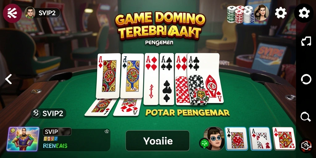 Screenshot gameplay SVIP2 yang menunjukkan serunya permainan Domino.