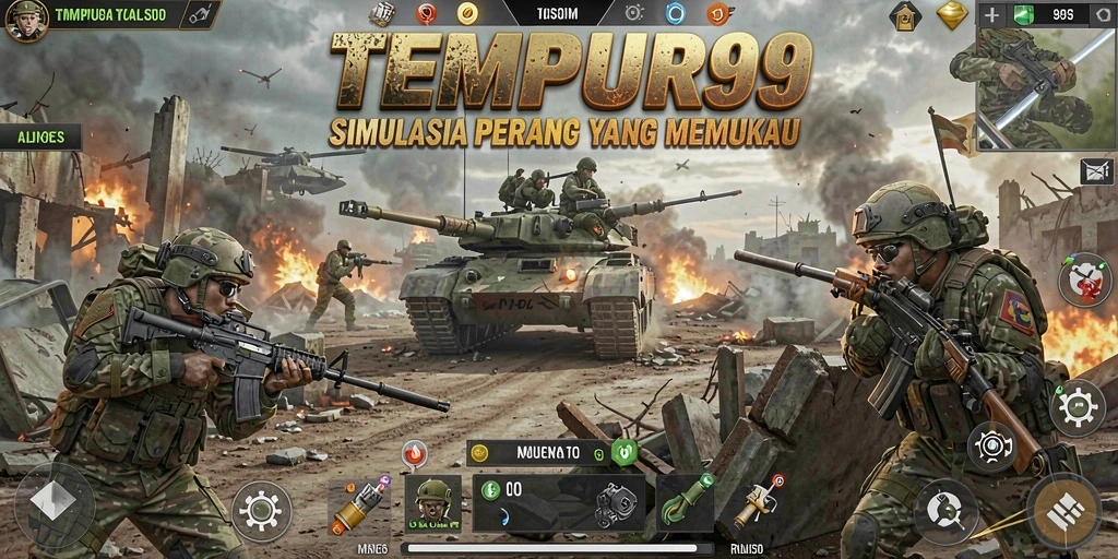 Gameplay TEMPUR99 yang realistis dengan aksi pertempuran epik.