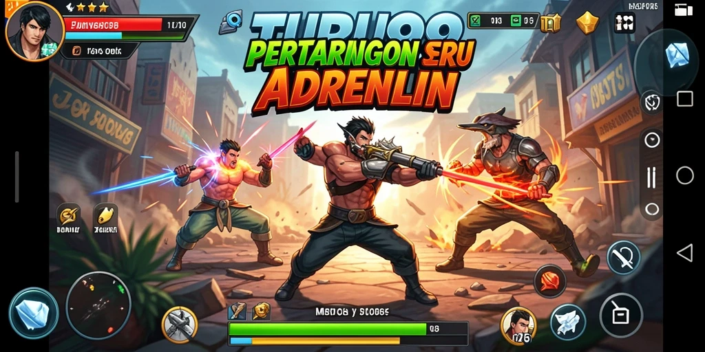 Tampilan gameplay TURU99 yang penuh aksi dan seru saat bertarung.