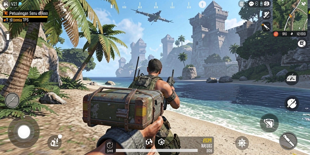 Tampilan gameplay V21 yang mendebarkan dengan aksi seru.