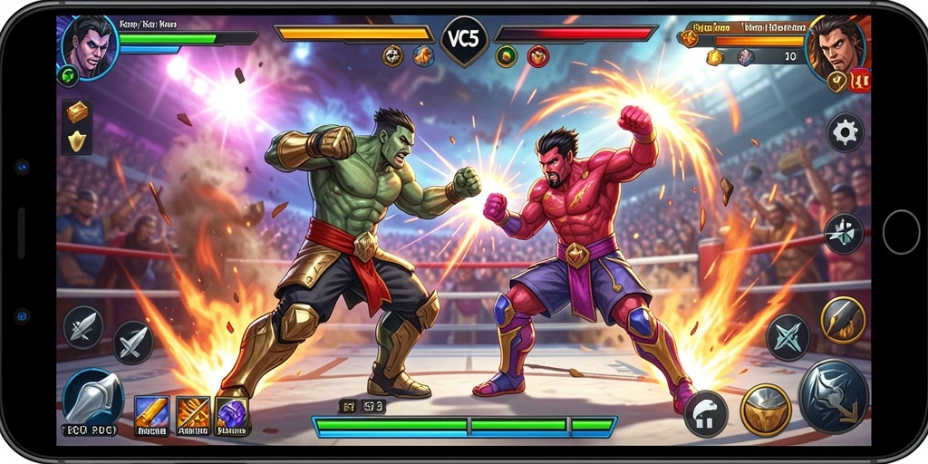 Gameplay VC5 saat pertarungan karakter dengan efek visual menakjubkan.