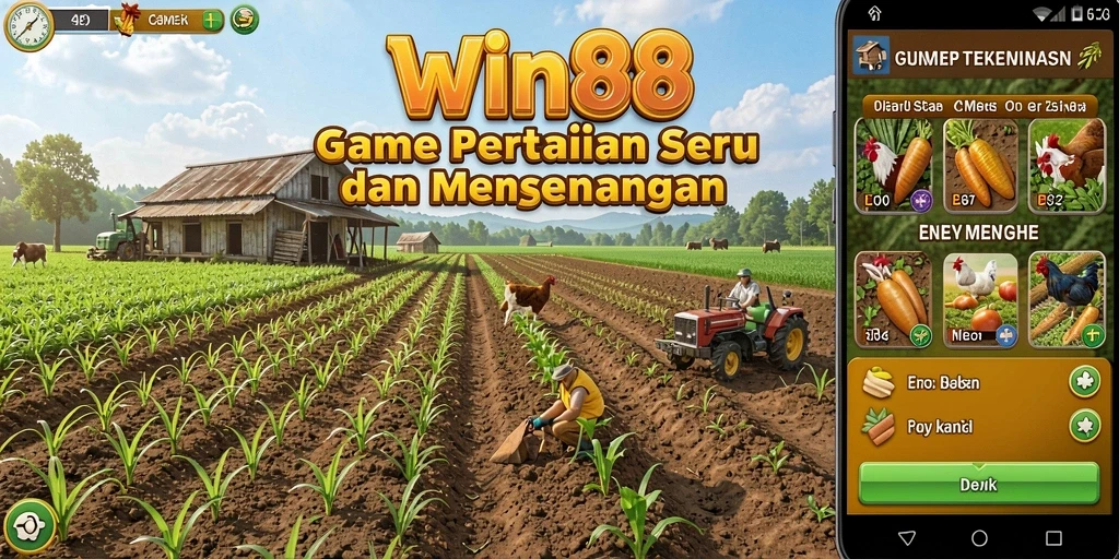 Screenshot WIN88 menampilkan gameplay seru bertani dengan teman.