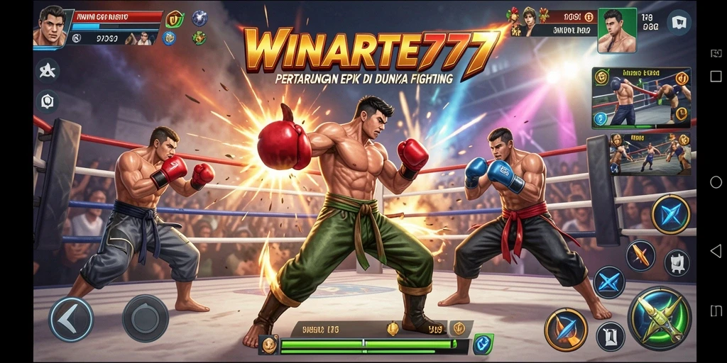 Tampilan gameplay mencolok dari WINRATE777 dalam aksi pertarungan yang mendebarkan.